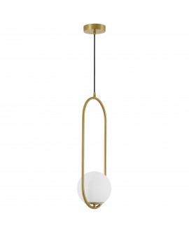 Minimalistyczna lampa sufitowa VERO 1B w szczotkowanym złocie z kulistym kloszem