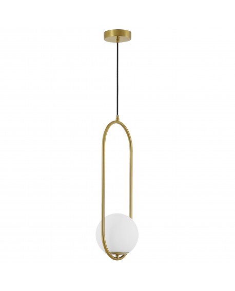 Minimalistyczna lampa sufitowa VERO 1B w szczotkowanym złocie z kulistym kloszem