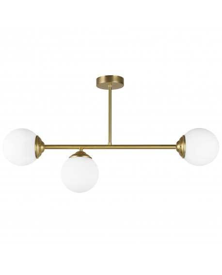 Matowa złota lampa wisząca z 3 mlecznymi kloszami, nowoczesna, elegancka, idealna do wnętrz glamour i modern classic