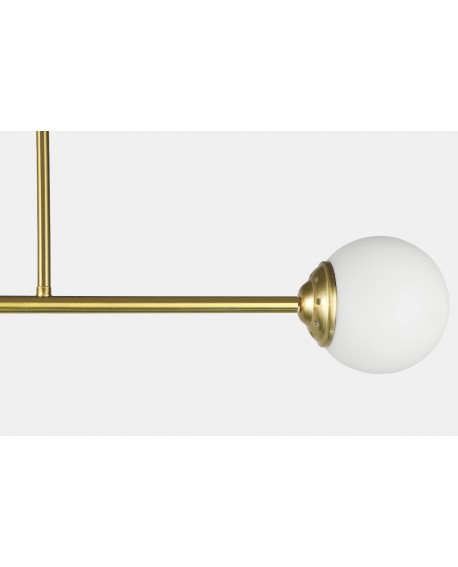 Prawa biała szklana kula lampy FINO 3 LED Lampit na tle złotej rurki