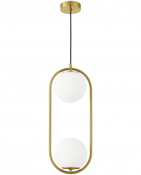Wisząca lampa Lampit VERO 2B idealna do nowoczesnego salonu z dwoma mlecznobiałymi kloszami