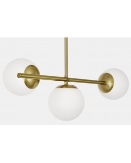  Sufitowa lampa wisząca W3 LONG z trzema białymi kulami w stylu nowoczesnym