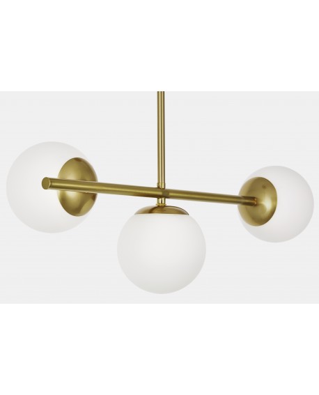  Sufitowa lampa wisząca W3 LONG z trzema białymi kulami w stylu nowoczesnym
