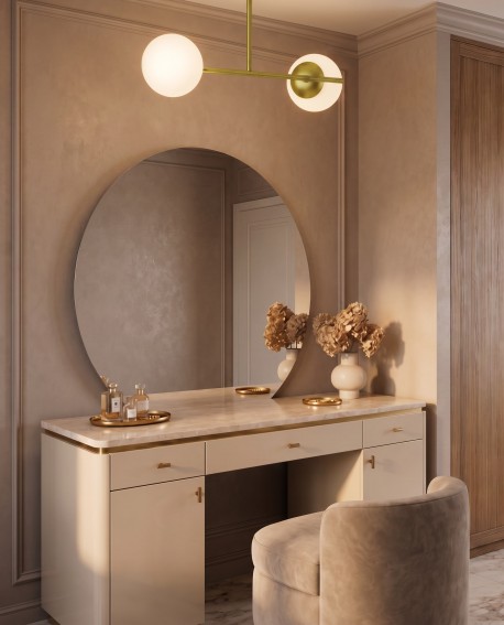 Lampa wisząca LEDO W2 Lampit nad toaletką w eleganckiej sypialni