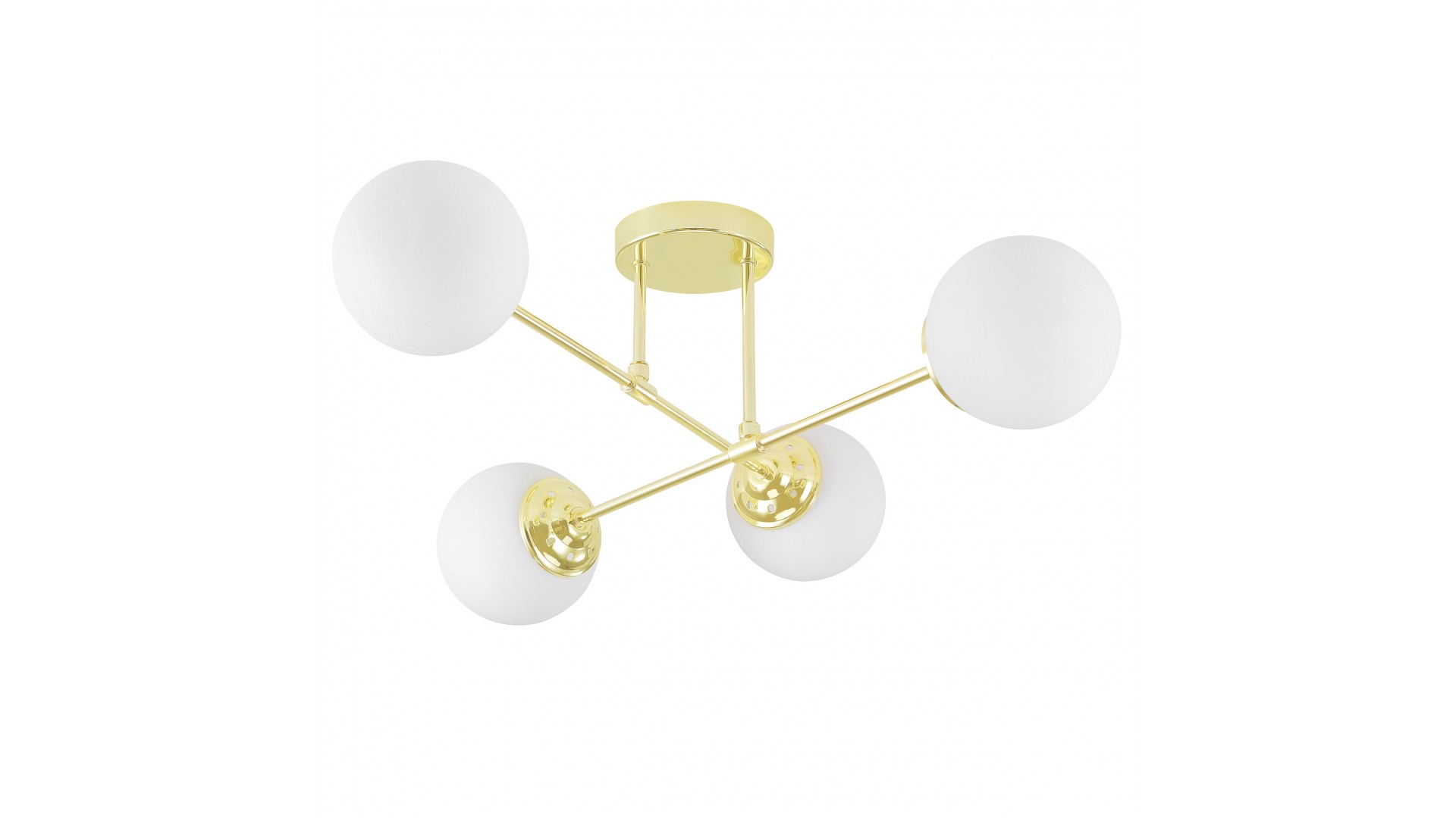 Lampa wisząca Fino 4 złoto z białymi kulami, elegancka lampa sufitowa do salonu i jadalni