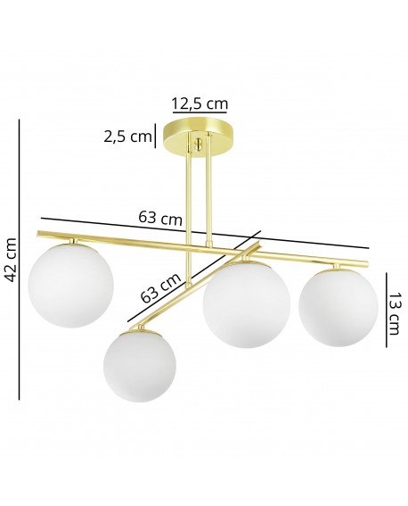 Mocowanie sufitowe lampy LEDO 4 – okrągła złota podsufitka