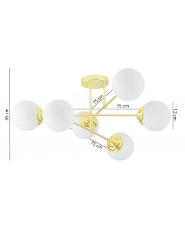 lampa wisząca fino 6 złoto klasyczne białe kule aranżacja salonu