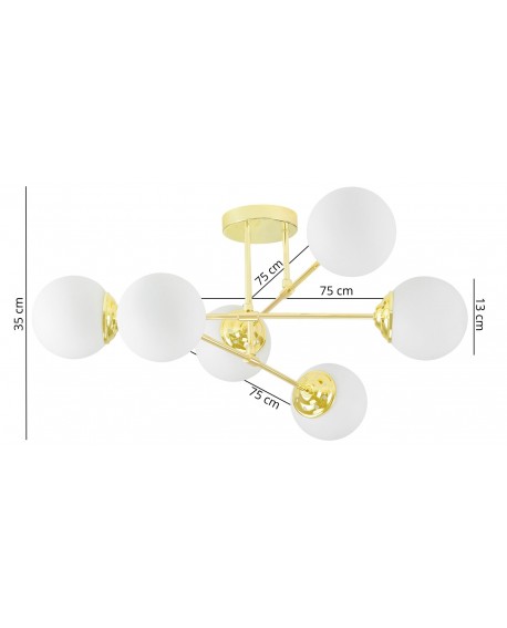 lampa wisząca fino 6 złoto klasyczne białe kule aranżacja salonu