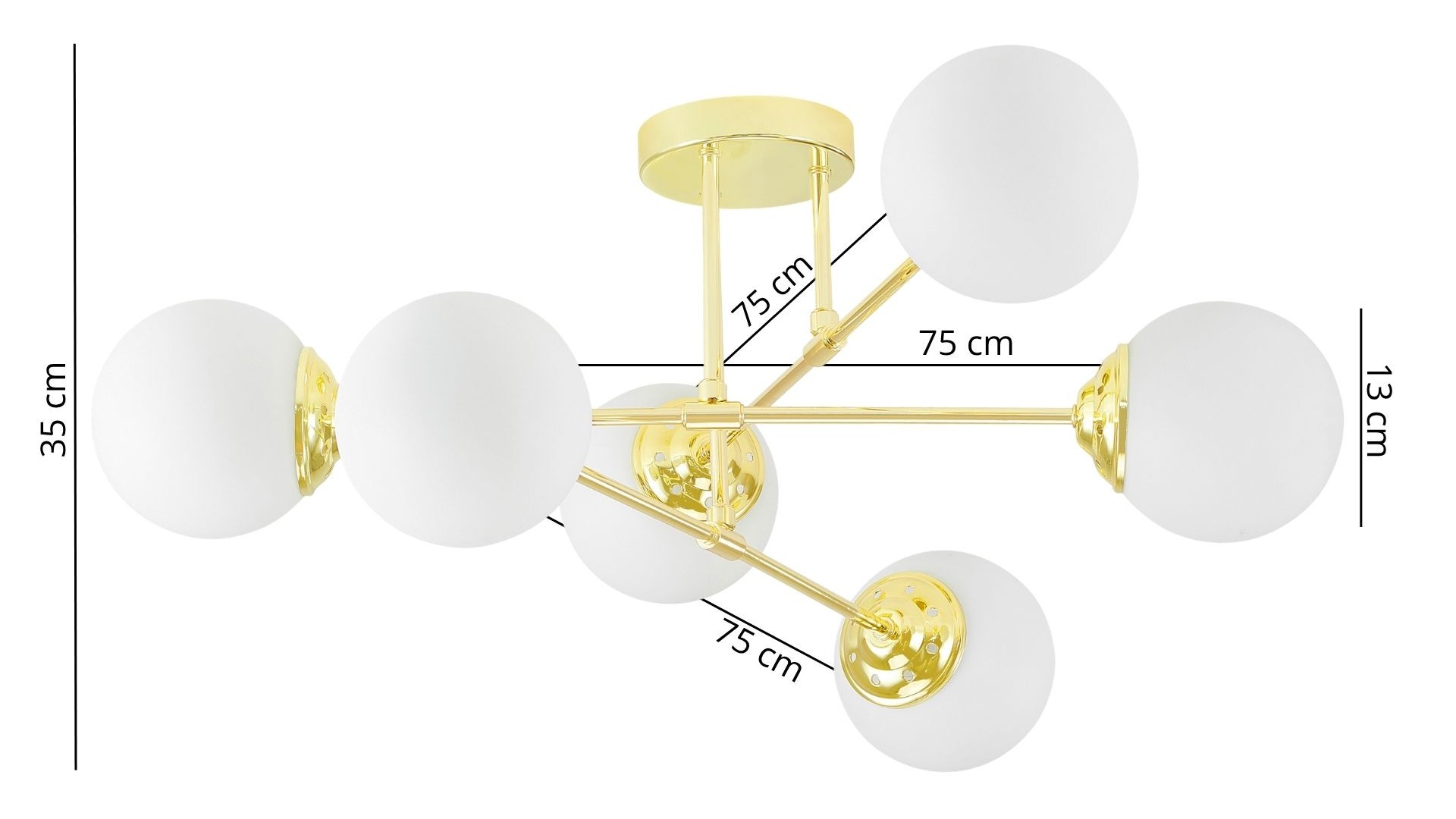 lampa wisząca fino 6 złoto klasyczne białe kule aranżacja salonu