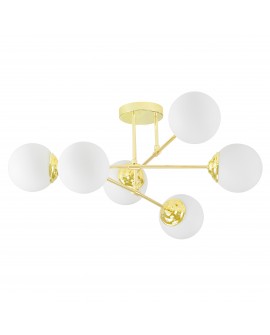 lampa wisząca fino 6 złoto klasyczne białe kule aranżacja salonu