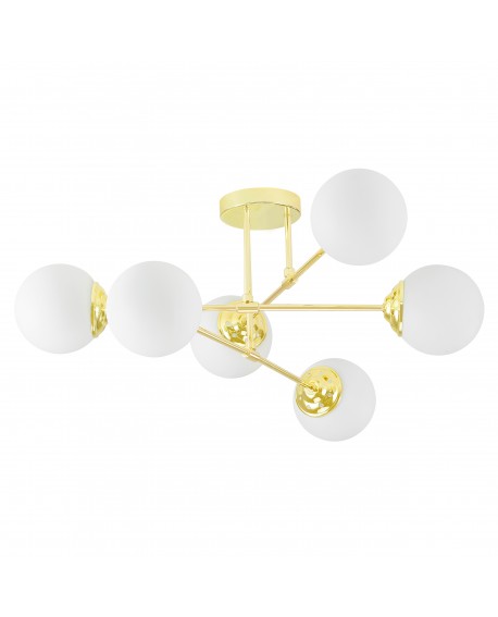 lampa wisząca fino 6 złoto klasyczne białe kule aranżacja salonu
