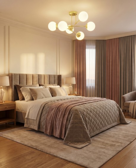 lampa wisząca fino 6 złoto klasyczne białe kule aranżacja salonu