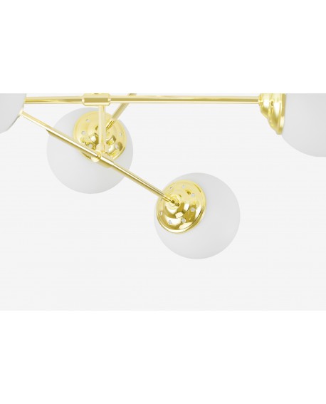 lampa wisząca fino 6 złoto klasyczne białe kule aranżacja salonu