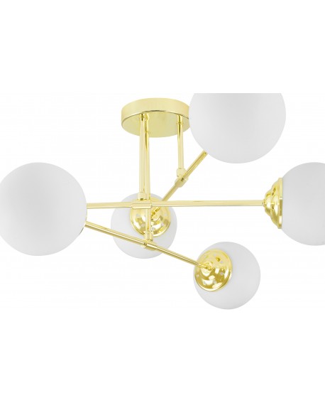 lampa wisząca fino 6 złoto klasyczne białe kule aranżacja salonu