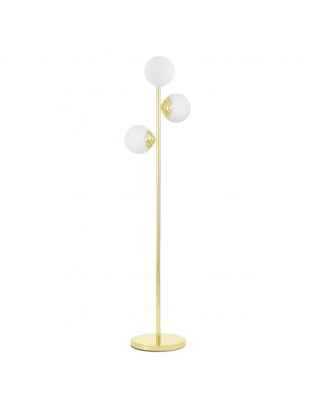 Lampa podłogowa FINO W3 Lampit złota z trzema kulami białymi cała sylwetka nowoczesna forma