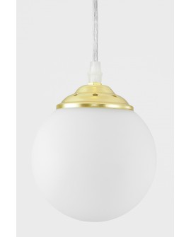 Zbliżenie na mleczny klosz i metalowe wykończenie lampy FINO W1