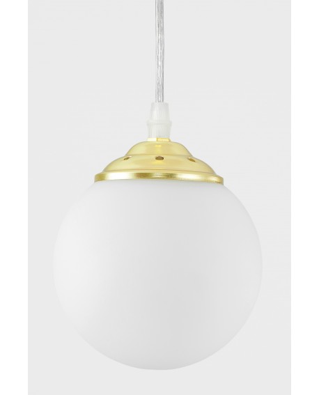 Zbliżenie na mleczny klosz i metalowe wykończenie lampy FINO W1