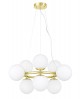 LAMPA WISZĄCA NOWOCZESNA ZŁOTO KLASYCZNE BIAŁE KULE LEDO 9