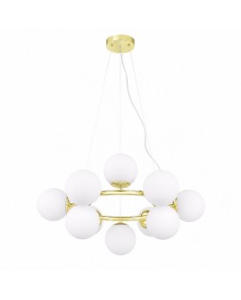 LAMPA WISZĄCA NOWOCZESNA ZŁOTO KLASYCZNE BIAŁE KULE LEDO 12
