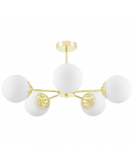 LAMPA WISZĄCA SUFITOWA NOWOCZESNA ZŁOTO KLASYCZNE BIAŁE KULE FINO 5 LED