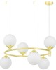 LAMPA WISZĄCA SUFITOWA ŻYRANDOL NOWOCZESNA ZŁOTO KLASYCZNE BIAŁE KULE FINO 6 LED