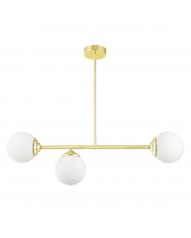 LAMPA SUFITOWA WISZĄCA PLAFON NOWOCZESNA ZŁOTO KLASYCZNE BIAŁE KULE FINO 3 LED