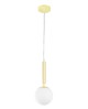 LAMPA WISZĄCA SUFITOWA NOWOCZESNA ZŁOTO KLASYCZNE BIAŁA KULA LEDO W1