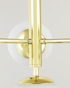 Złota lampa wisząca z czterema mlecznymi kloszami – nowoczesna lampa sufitowa do salonu i jadalni