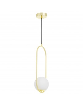 Złota lampa wisząca kula VERO 1B Lampit kształt podłużny i biały klosz