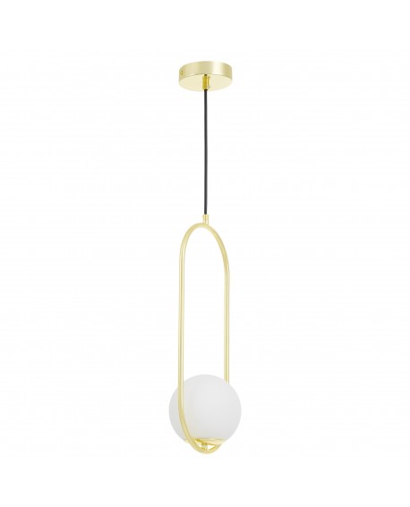Złota lampa wisząca kula VERO 1B Lampit kształt podłużny i biały klosz