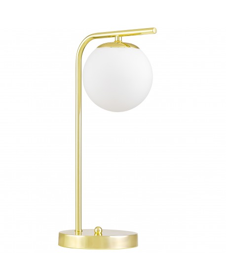 Lampa stołowa w stylu nowoczesnym z okrągłą bazą i kulistym kloszem