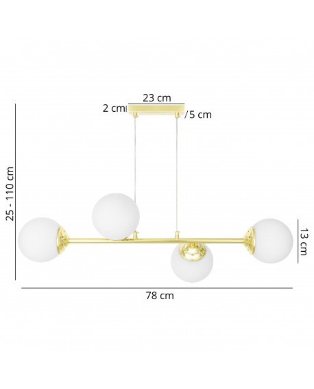 Nowoczesna lampa sufitowa FINO W4 Lampit minimalistyczny design liniowy z podanymi wymiarami