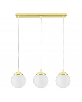 LAMPA WISZĄCA SUFITOWA NOWOCZESNA POTRÓJNA ZŁOTO KLASYCZNE BIAŁE KULE FINO 3 LED