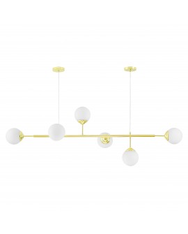 LAMPA WISZĄCA SUFITOWA NOWOCZESNA ZŁOTO KLASYCZNE BIAŁE KULE FINO 6 LED