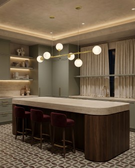Elegancka lampa wisząca z kolekcji FINO W6 w aranżacji kuchni z wyspą