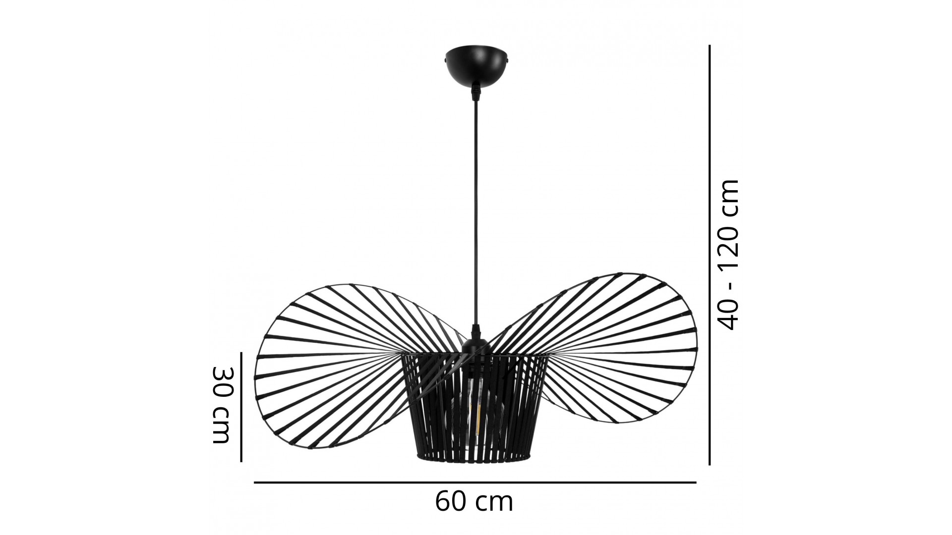 Parametry gabarytowe lampy SOMBRERO D60 Lampit z dokładnymi wymiarami klosza