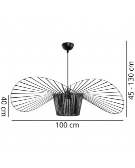 Wymiary czarnej lampy wiszącej SOMBRERO D100 Lampit schemat techniczny