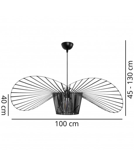 Wymiary czarnej lampy wiszącej SOMBRERO D100 Lampit schemat techniczny