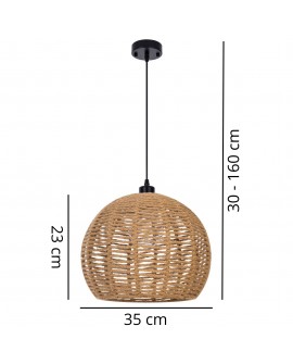 NOWOCZESNA LAMPA WISZĄCA SUFITOWA PLECIONY ŻYRANDOL BOHO 35 CM