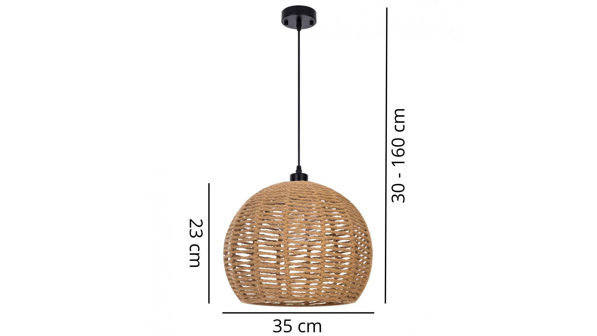 Nowoczesny żyrandol boho Lampit BOHO z naturalnym sznurkowym kloszem i regulacją