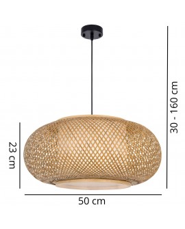 PLECIONA LAMPA WISZĄCA SUFITOWA BAMBUSOWA ŻYRANDOL W STYLU BOHO 50 CM