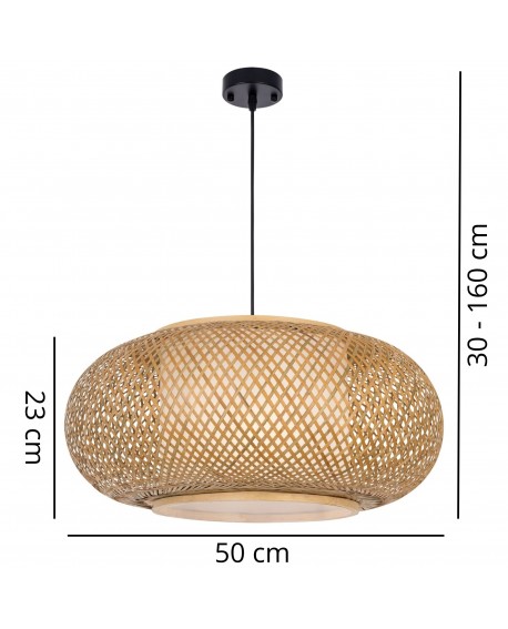 PLECIONA LAMPA WISZĄCA SUFITOWA BAMBUSOWA ŻYRANDOL W STYLU BOHO 50 CM