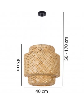 LAMPA WISZĄCA NATURALNA BAMBUSOWA ŻYRANDOL DO SALONU I SYPIALNI W STYLU BOHO 40 CM
