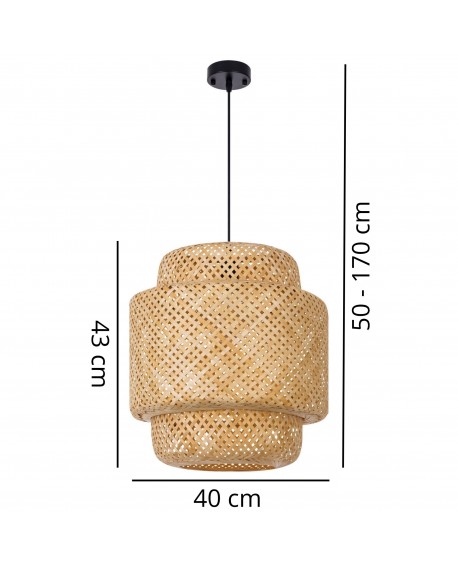 LAMPA WISZĄCA NATURALNA BAMBUSOWA ŻYRANDOL DO SALONU I SYPIALNI W STYLU BOHO 40 CM