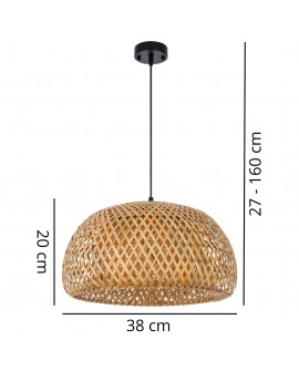 LAMPA WISZĄCA BAMBUSOWA BOHO DO JADALNI I SALONU PLECIONA SUFITOWA 38 CM