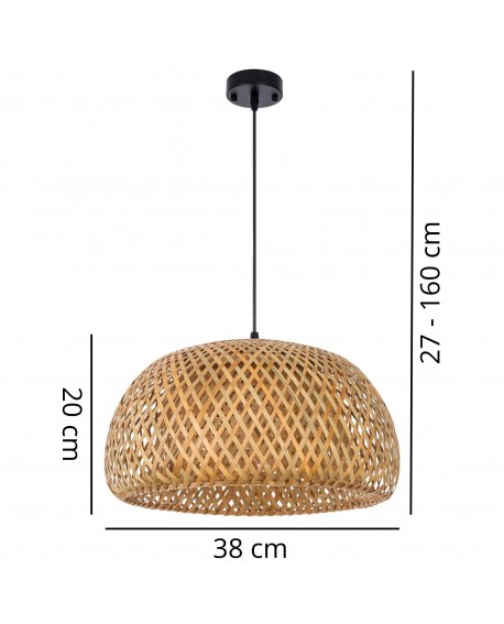 LAMPA WISZĄCA BAMBUSOWA BOHO DO JADALNI I SALONU PLECIONA SUFITOWA 38 CM