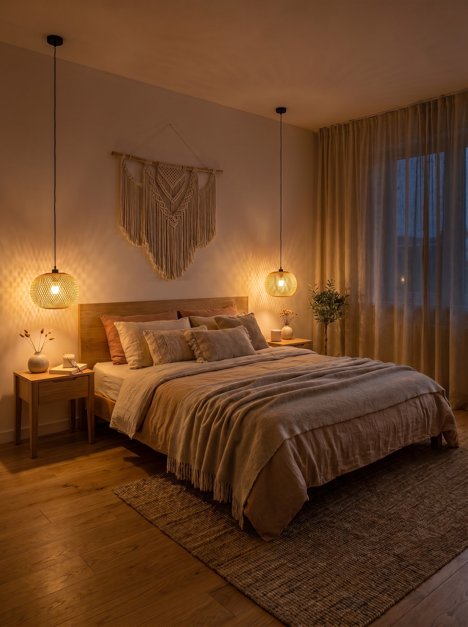 Wyjątkowość SUFITOWA LAMPA WISZĄCA BAMBUSOWA BOHO PLECIONY ŻYRANDOL DO SYPIALNI I SALONU 3
