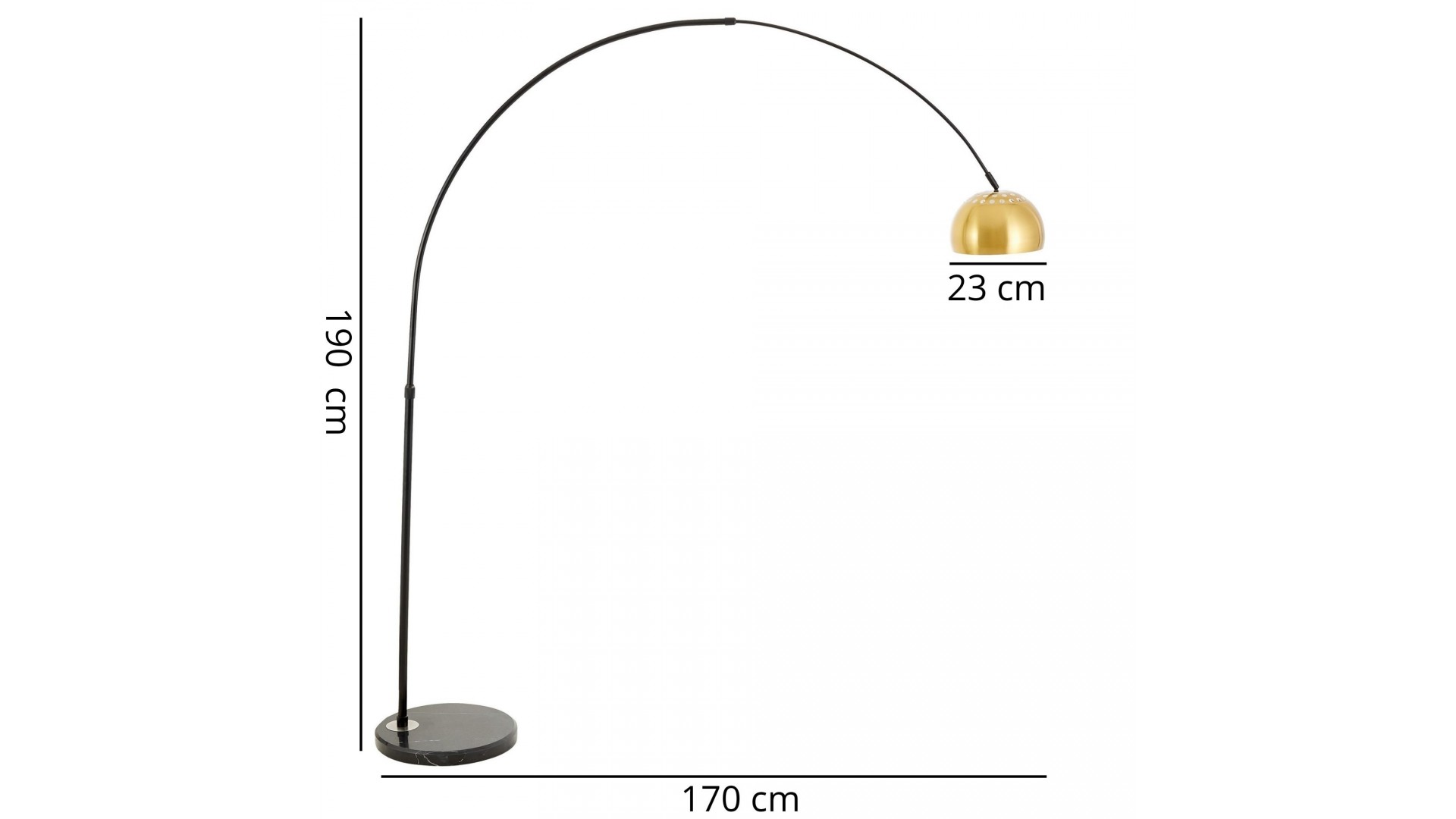 Konstrukcja lampy podłogowej z detalami wymiarów AZURRO C1 Lumina Deco