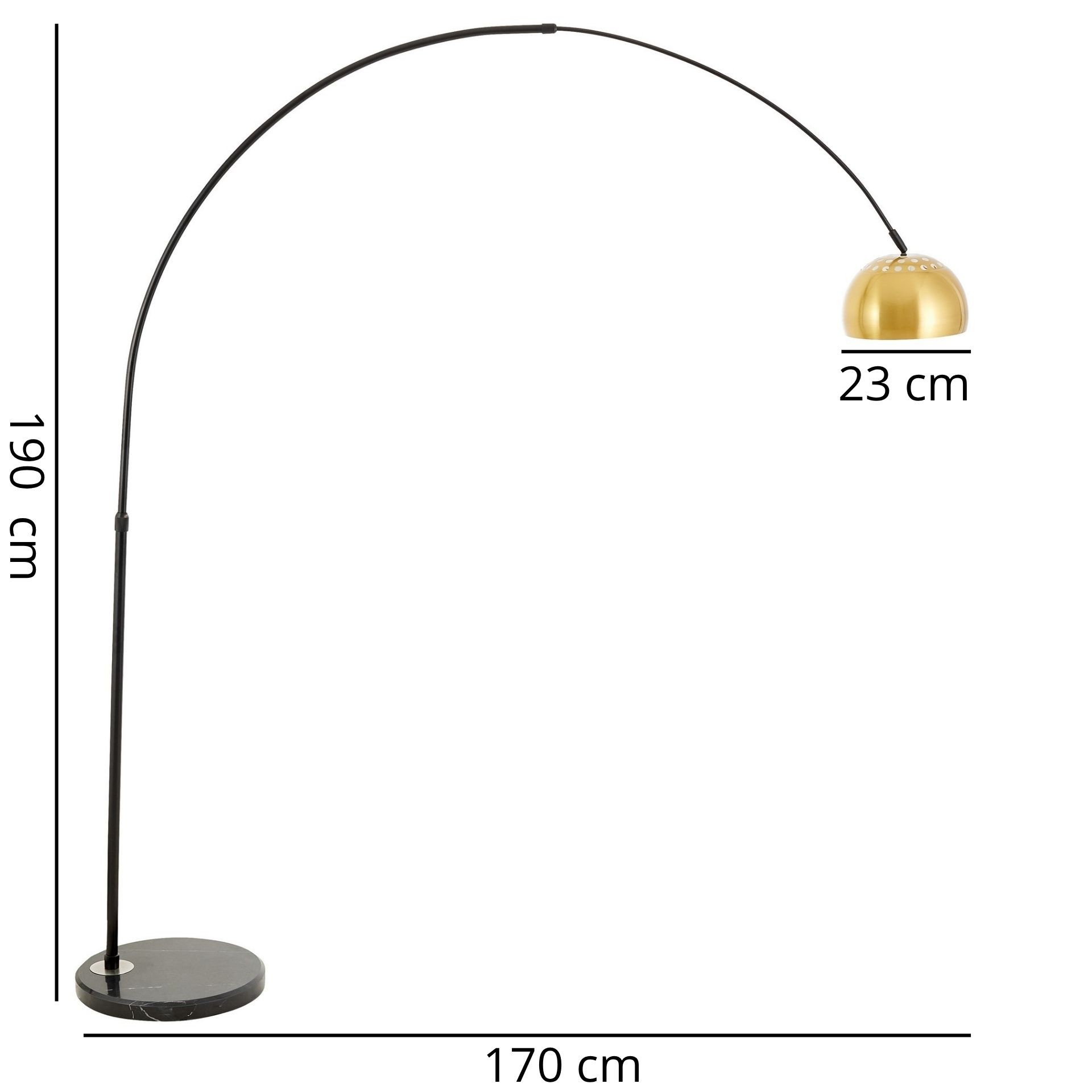 LAMPA STOJĄCA PODŁOGOWA CZARNO-MOSIĘŻNA AZURRO C1 - wymiary