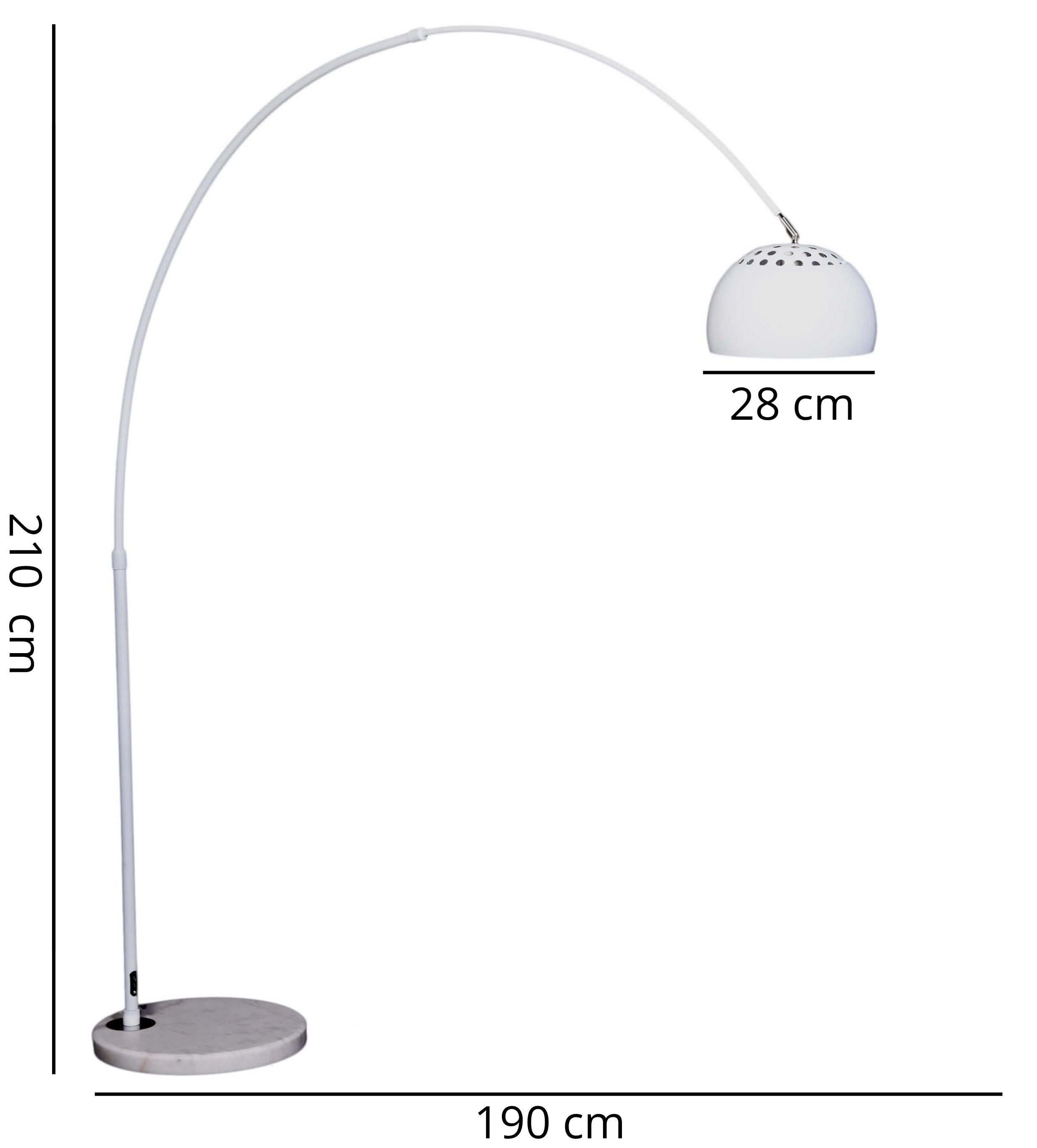 Lampa stojąca podłogowa biała AZURRO B1 - wymiary